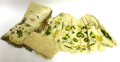 Lot 2039 - Late 19th Century Cream Lace Stole, of rectangular form, embroidered with large floral motifs...