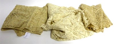 Lot 2040 - Collection of Late 19th Century Cream Maltese Lace, including A Stole with shaped edges...