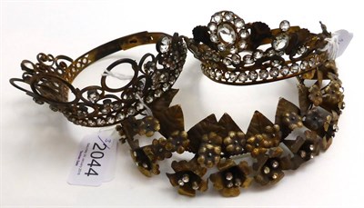 Lot 2044 - Three Paste Diadems/Headpieces, two with paste stones inset and buckle fasteners, one as a head...