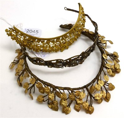 Lot 2045 - A Vine Decorated Diadem, probably 19th century, the frame likely intended for use with a comb,...