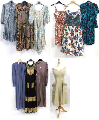 Lot 2053 - Assorted Circa 1970s and Later Cotton and Silk Dresses, including two Fratini full length long...