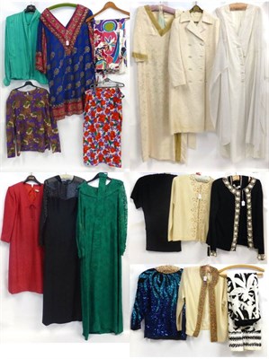 Lot 2054 - Assorted Circa 1960s and Later Costume, including a white double breasted quilted style coat,...