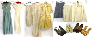 Lot 2064 - Circa 1950s and Later Costume, including a pale blue taffeta silk full length evening dress...