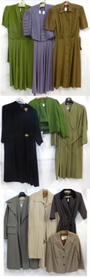 Lot 2066 - Assorted Circa 1940s, 1950s and Later Costume, including a green short sleeved jersey crepe...