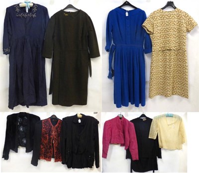 Lot 2068 - Assorted Mainly Circa 1940s and Later Costume, including a blue silk taffeta cocktail dress,...