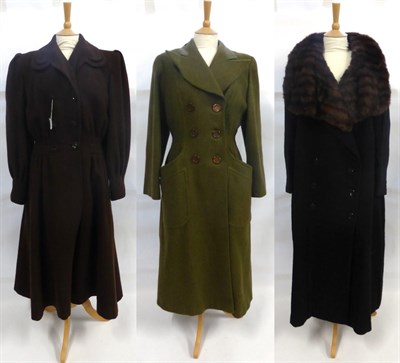 Lot 2071 - Late 1940s Original Florian Model Brown Wool Double Breasted Coat, bearing the Double Elevens...