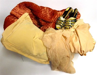 Lot 2088 - Assorted Circa 1930s and Later Nightwear, including four pale peach silk night dresses with...