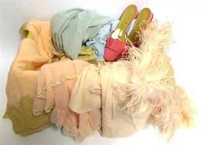 Lot 2093 - Assorted Circa 1930s and Later Nightwear and Lingerie, including a pale blue silk negligee with...