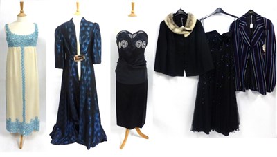 Lot 2117 - Assorted 20th Century Costume, including a gents striped blazer; ladies short black jacket with...