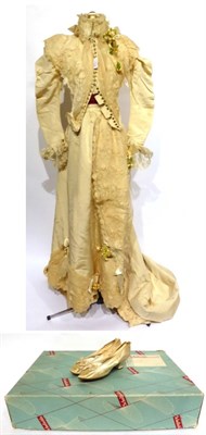 Lot 2131 - Victorian Cream Grosgrain Silk Wedding Outfit by Reynolds & Co Limited Newport, comprising a...