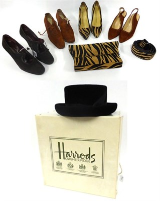 Lot 2153 - A Group of Modern Shoes and Accessories including a pair of Charles Jourdan zebra print heels...