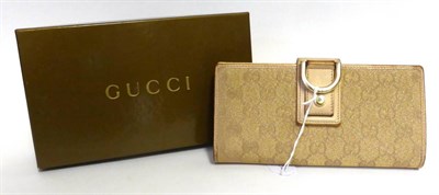 Lot 2166 - Gucci Abbey Monogrammed Fabric Wallet/Purse, with pale pink leather trims and d-ring impressed...