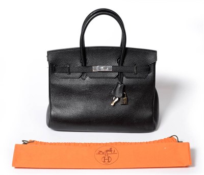 Lot 2170 - Hermes Black Leather 35cm Birkin Bag, stamped with date letter J for 2006, palladium mounts,...