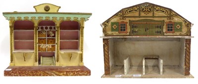 Lot 2007 - Early 20th Century Toy Stable, with four stalls, hayrack, decorated with coloured printed paper...