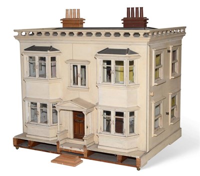 Lot 2010 - Large Victorian Style Dolls House, with a cream painted exterior, two floors with bay windows,...