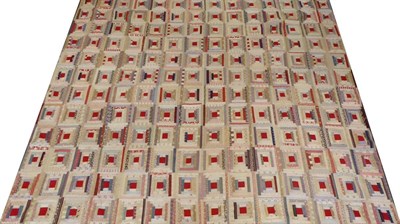 Lot 2026 - Late 19th Century Log Cabin Quilt, with printed coloured cottons and pink floral reverse, 200cm...