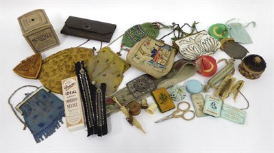 Lot 2064 - Assorted Sewing Accessories, Pin Cushions, Evening Bags etc