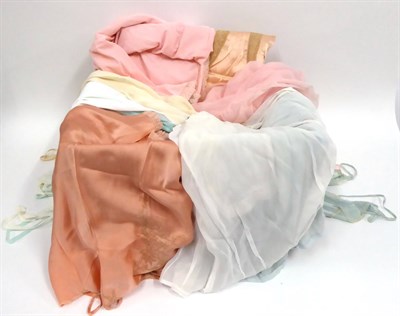 Lot 2089 - Assorted Circa 1930s and Later Silk and Other Negligees, Undergarments, including two peach...