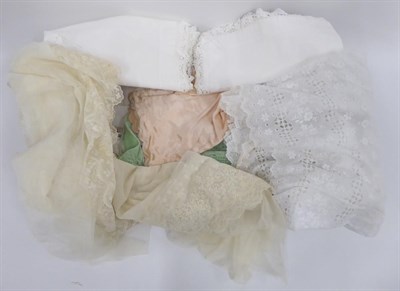 Lot 2090 - Assorted Costume including late 19th century child's white cotton gown with lace insertions, cotton