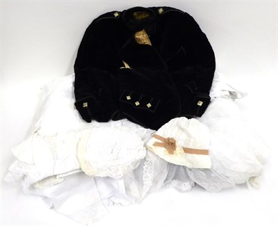 Lot 2095 - Children's Costume, including a black velvet jacket and matching waistcoat, assorted baby and...