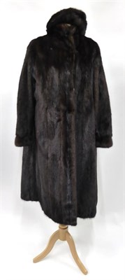 Lot 2121 - Angela M Tutt Harrogate, Dark Brown Mink Long Coat and matching hat (2)