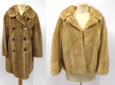 Lot 2122 - Dysons Furriers Leeds Dark Blonde Mink Cropped Jacket, and Light Brown Double Breasted Coat (2)