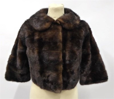 Lot 2123 - Voula Mitsakou Greece Dark Mink Cropped Jacket, with elbow length sleeves and collar