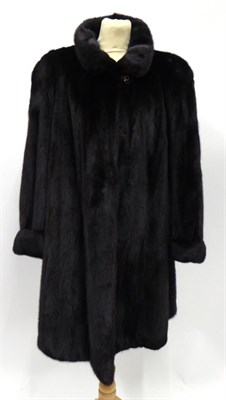 Lot 2127 - John Kay Saga Mink Dark Brown Fur Coat, with one button fastening, fold over cuffs