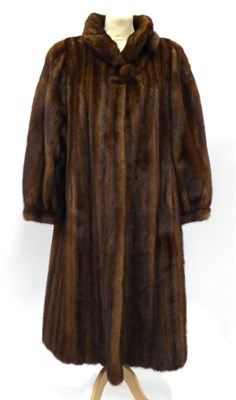 Lot 2128 - Massin London Brown Mink Swing Coat, with two fur covered buttons to funnel collar