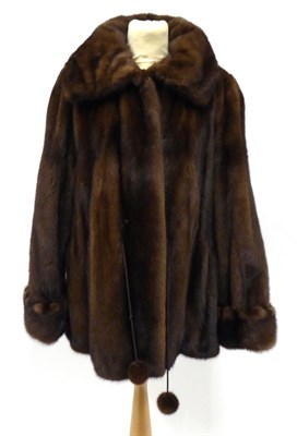 Lot 2129 - John Kay Soft Brown Mink Jacket, with fold over cuffs and draw string waist