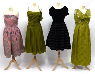 Lot 2134 - Mid 20th Century Evening Dresses including a Rocha, 24 Grafton Street London, lime green lace...