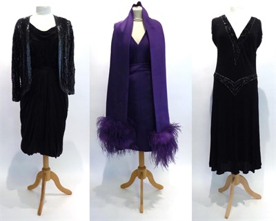 Lot 2135 - Evening Wear, including a Larry Ross London W1 Puffball Cocktail Dress, in black silk with...