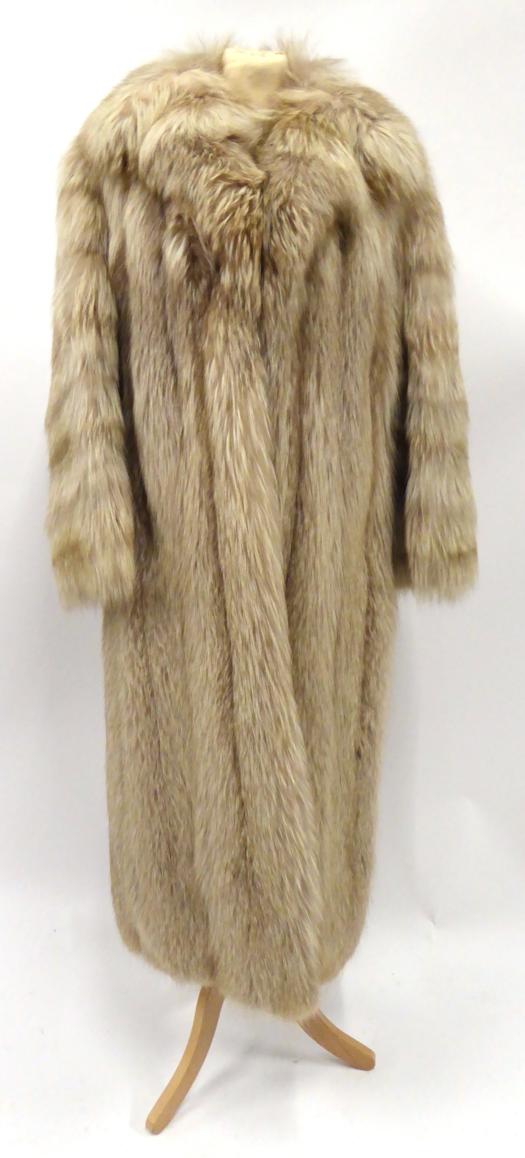 Lot 2141 - Grosvenor Furs Silver Fox Long Coat, with collar, long sleeves with wide cuffs