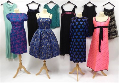 Lot 2148 - Assorted 1960s and Later Evening Wear comprising a blue and gold thread embellished full...