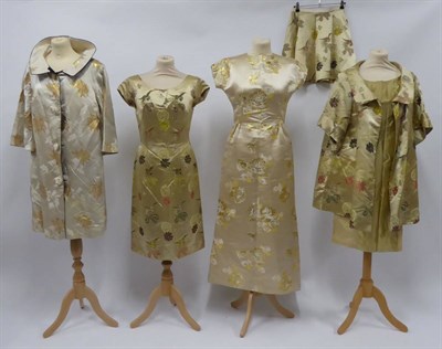 Lot 2159 - Mid 20th Century Chinese Costume, including a cream brocade silk evening coat embroidered with...