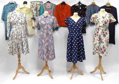 Lot 2163 - Assorted 1950s and Later Clothing, comprising a cream single breasted peter pan collar coat,...