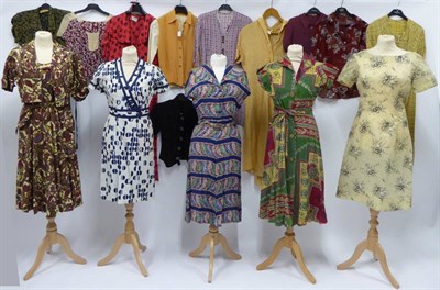 Lot 2164 - Assorted 1940s and Later Costume, comprising a pink/purple checked floral mini dress; a green...