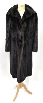 Lot 2169 - Dark Brown Mink Long Coat, with collar and long sleeves