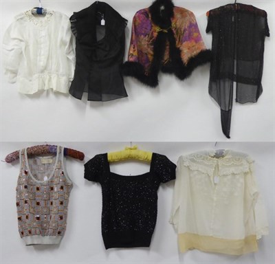 Lot 2179 - Assorted Early 20th Century Costume, including two Edwardian white cotton blouses; circa 1920s pink