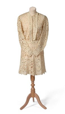 Lot 2202 - Early 20th Century Irish Crochet Long Sleeved Fitted Jacket, with similar belt