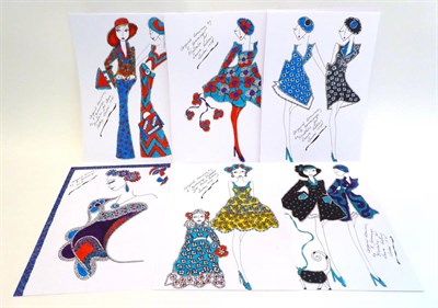 Lot 2206 - Thirty Original Illustrations on Fashion by R Jennings, an illustrator for Laura Ashley in the...