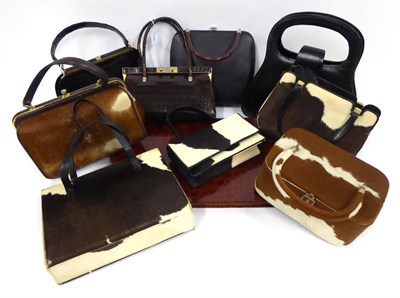 Lot 2207 - Assorted Leather and Hide Covered Handbags, including four Argentinean brown and white, black...