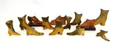 Lot 2212 - Assorted Late 19th Century Brass and Copper Shoe and Boot Hearth Ornaments, including a pair...