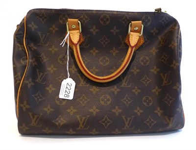 Lot 2228 - Louis Vuitton Canvas Monogrammed Speedy Handbag, with tan leather mounts, handles and...