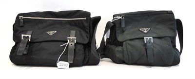 Lot 2230 - Prada Vela Sport Shoulder Bag, in black nylon, with two black leather and chrome buckles to the...