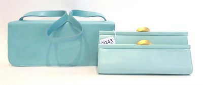 Lot 2243 - Furla Aquamarine Leather Shoulder Bag, of rectangular shape with single shoulder strap, faux...