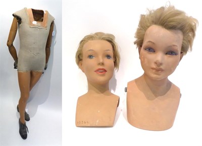 Lot 2262 - P Imans Paris Child Mannequin, with jointed wooden arms, papier mache legs, fabric mounted...