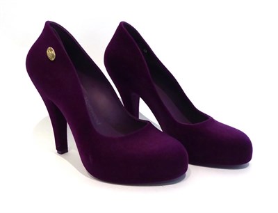 Lot 2264 - Pair of Vivienne Westwood  Anglomania Melissa Purple Flocked High Heel Shoes, size 41/42