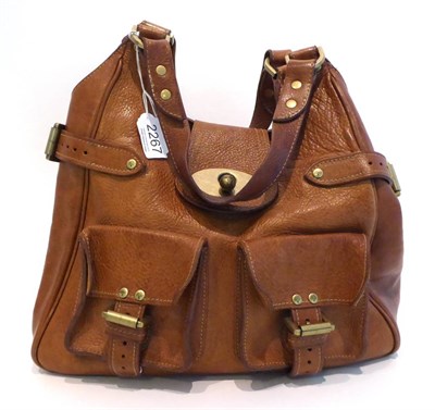 Lot 2267 - Mulberry Brown Leather Annie Shoulder Bag, with two front pockets, brass mounts, Mulberry brass tag