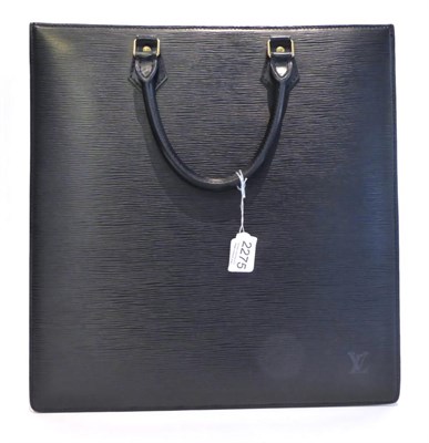 Lot 2275 - A Louis Vuitton Black Epi Leather Sac Plat, with two carrying handles, gilt metal mounts, one...